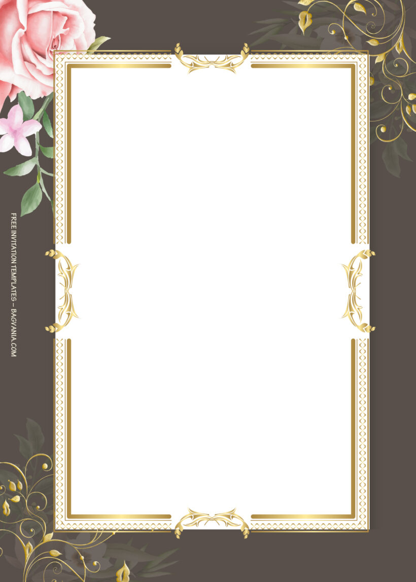 10+ Rocky Blooming Gold Floral Wedding Invitation Templates Nine