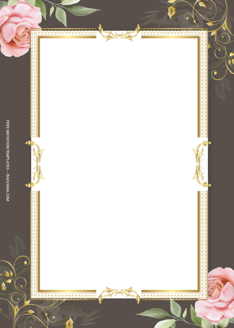 10+ Rocky Blooming Gold Floral Wedding Invitation Templates Seven