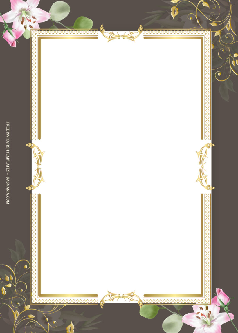 10+ Rocky Blooming Gold Floral Wedding Invitation Templates Two