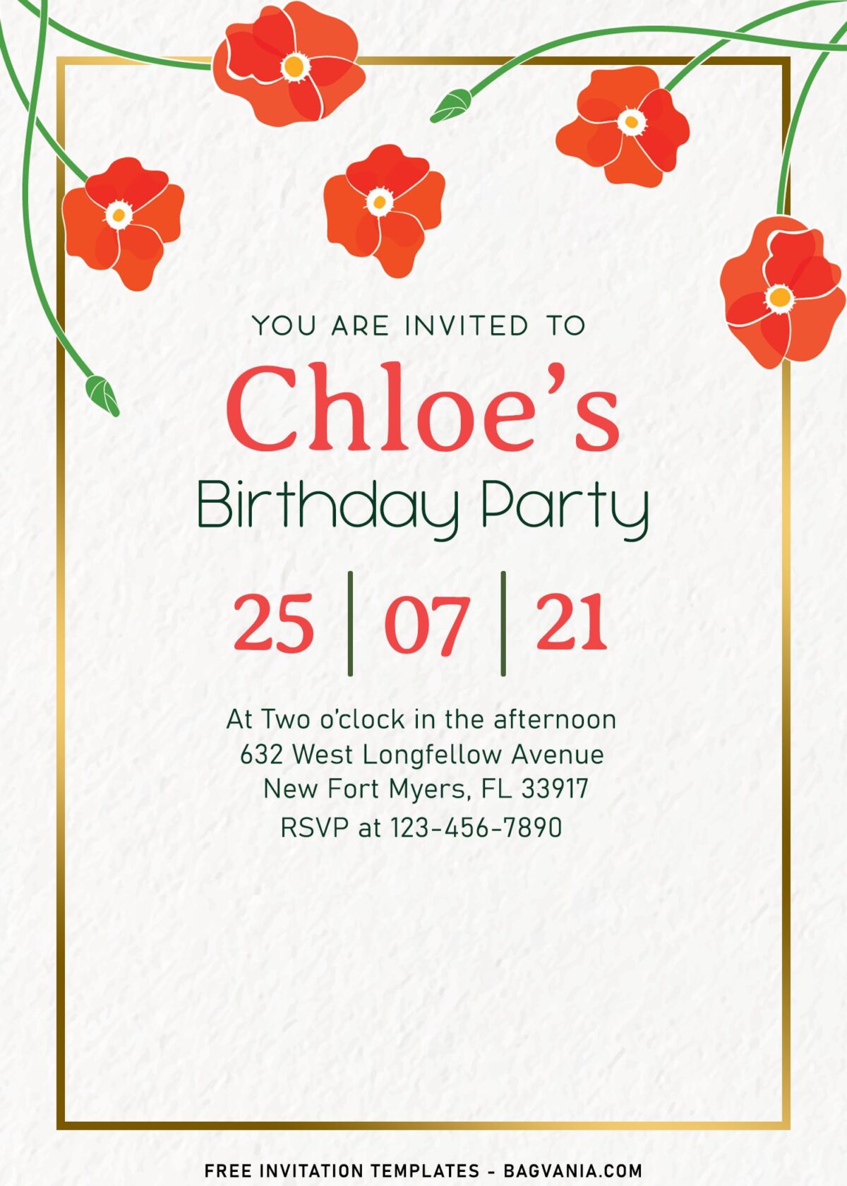 10+ Bright And Soft Poppy Floral Birthday Invitation Templates