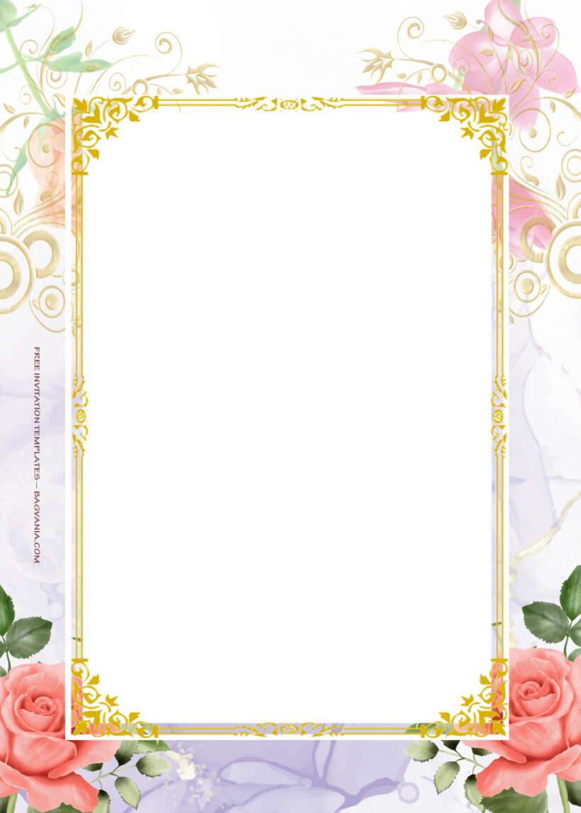 10+ Simple Pretty Gold Floral Wedding Invitation Templates Eight