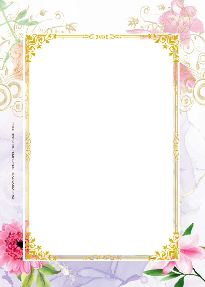 10+ Simple Pretty Gold Floral Wedding Invitation Templates Two