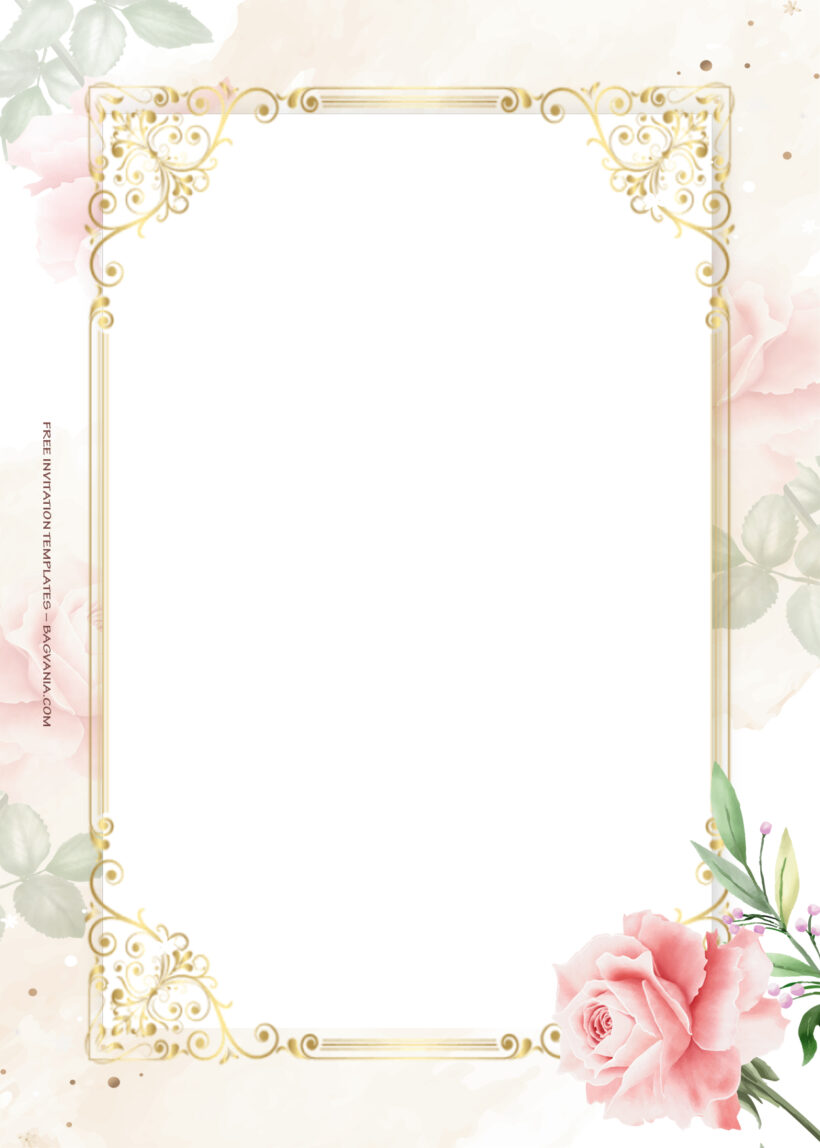 10+ Summer Pink Gold Floral Wedding Invitation Templates Eight