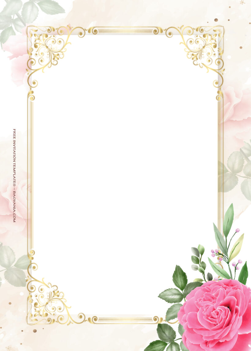 10+ Summer Pink Gold Floral Wedding Invitation Templates Five