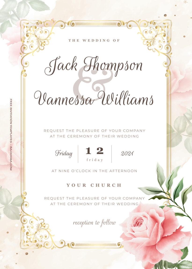 10+ Summer Pink Gold Floral Wedding Invitation Templates Title
