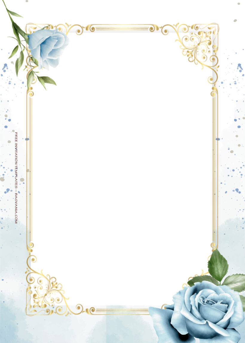 11+ Blue Oceanic Gold Floral Wedding Invitation Templates Eight