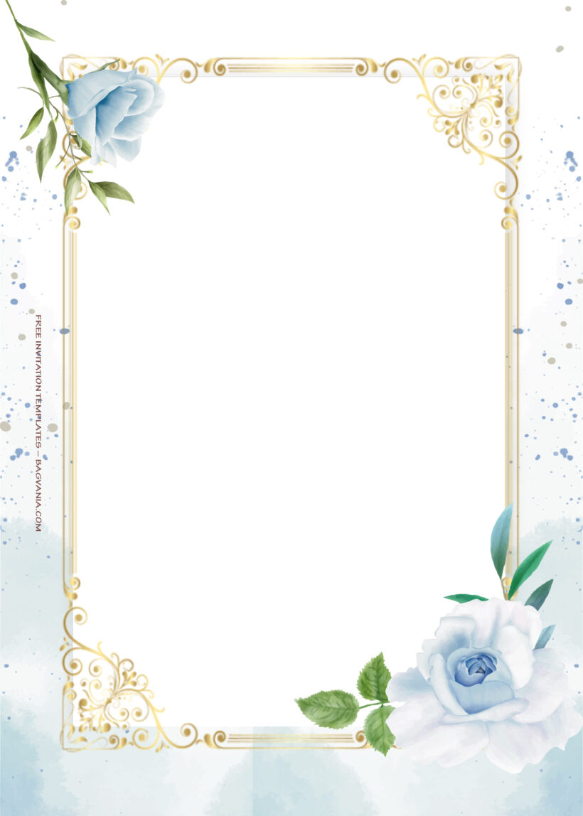 11+ Blue Oceanic Gold Floral Wedding Invitation Templates Four