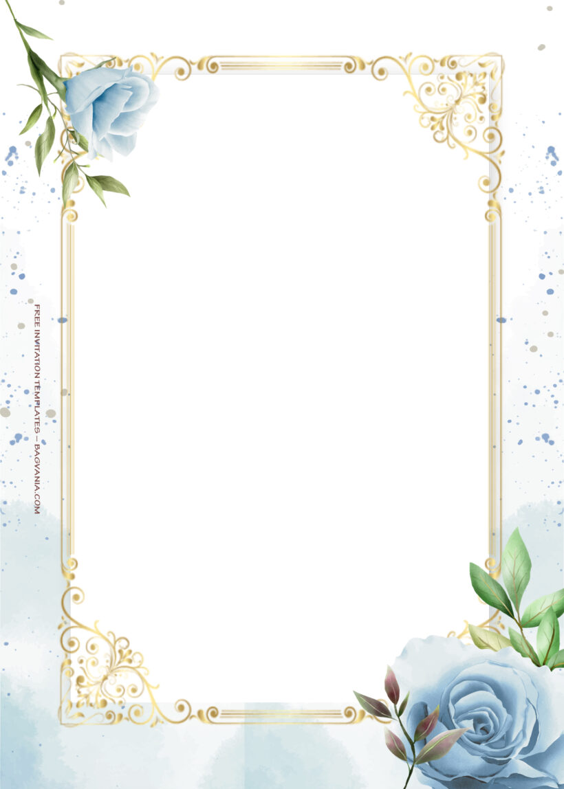11+ Blue Oceanic Gold Floral Wedding Invitation Templates One