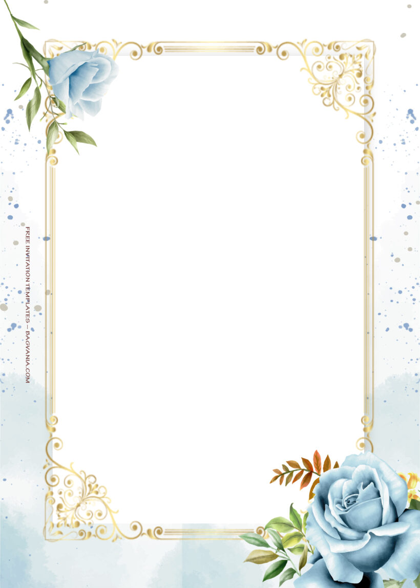 11+ Blue Oceanic Gold Floral Wedding Invitation Templates Ten