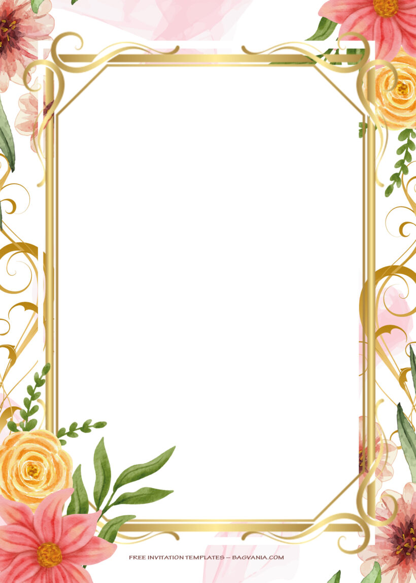 7+ Comes Autumn With Gold Floral Wedding Invitation Templates One