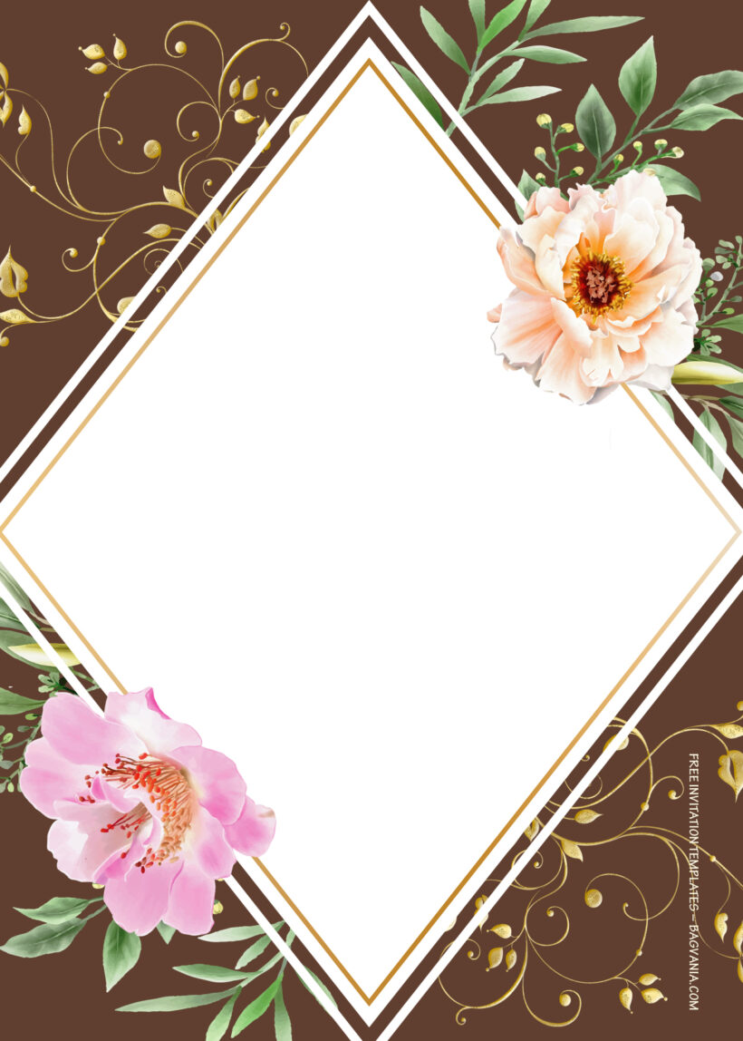 7+ Dazzling Spring Gold Floral Wedding Invitation Templates Four