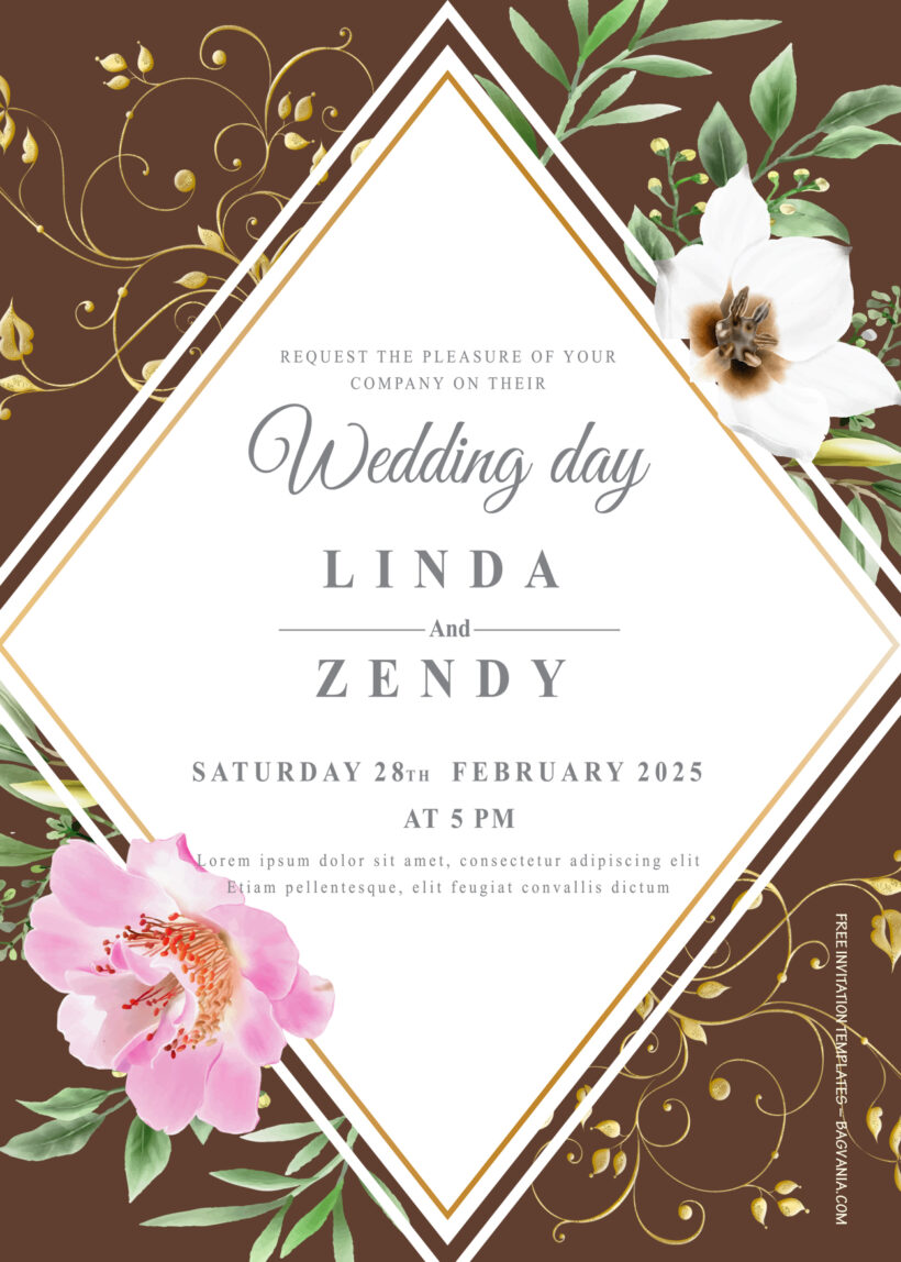 7+ Dazzling Spring Gold Floral Wedding Invitation Templates Title