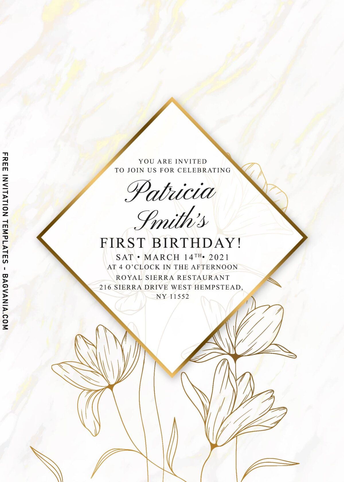 7+ Fancy Gold Floral Lining Birthday Invitation Templates