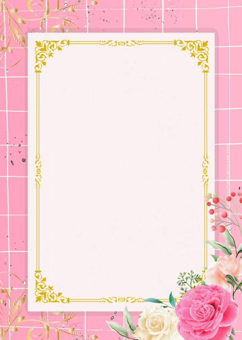 7+ Pink A Boo Gold Floral Wedding Invitation Templates Five