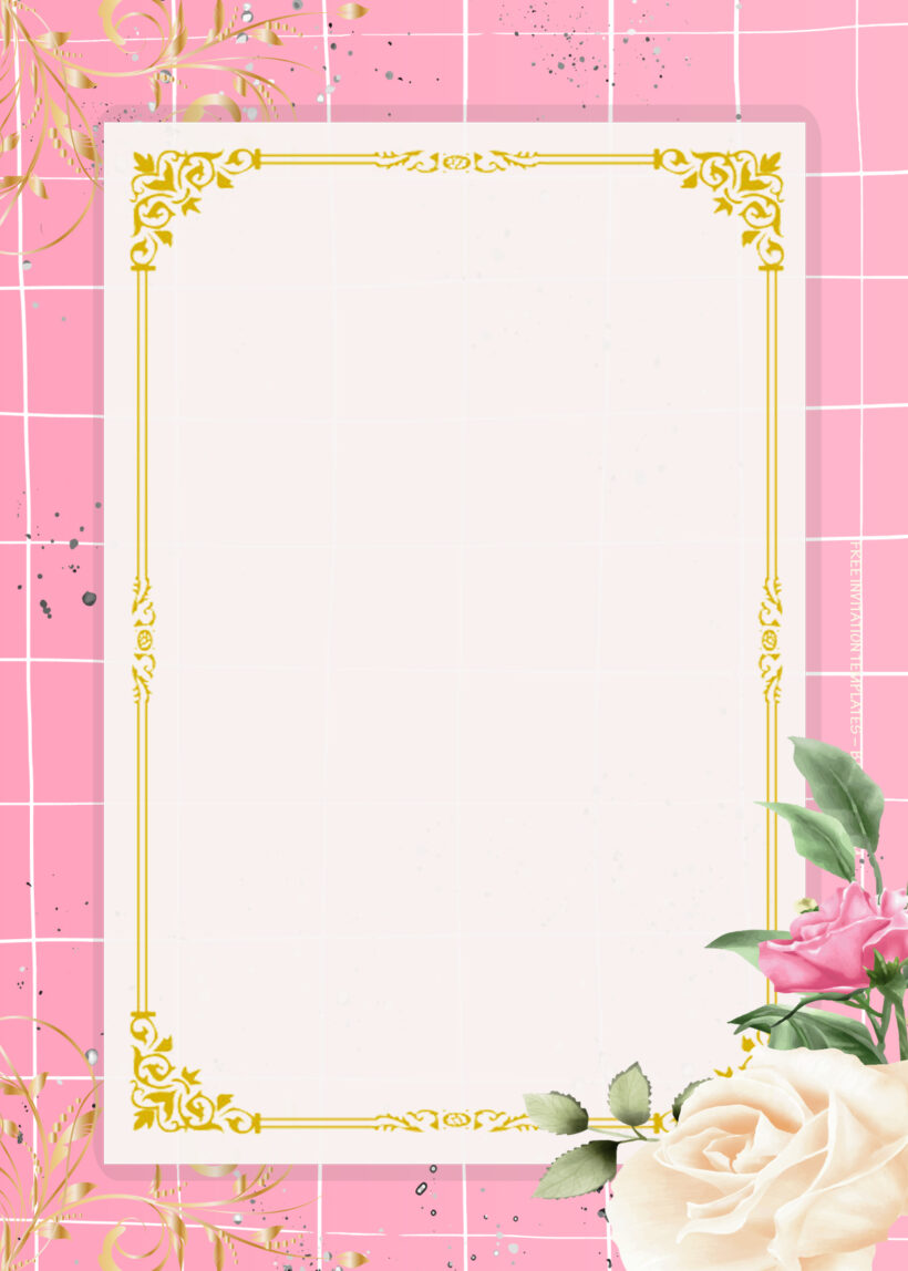 7+ Pink A Boo Gold Floral Wedding Invitation Templates Four