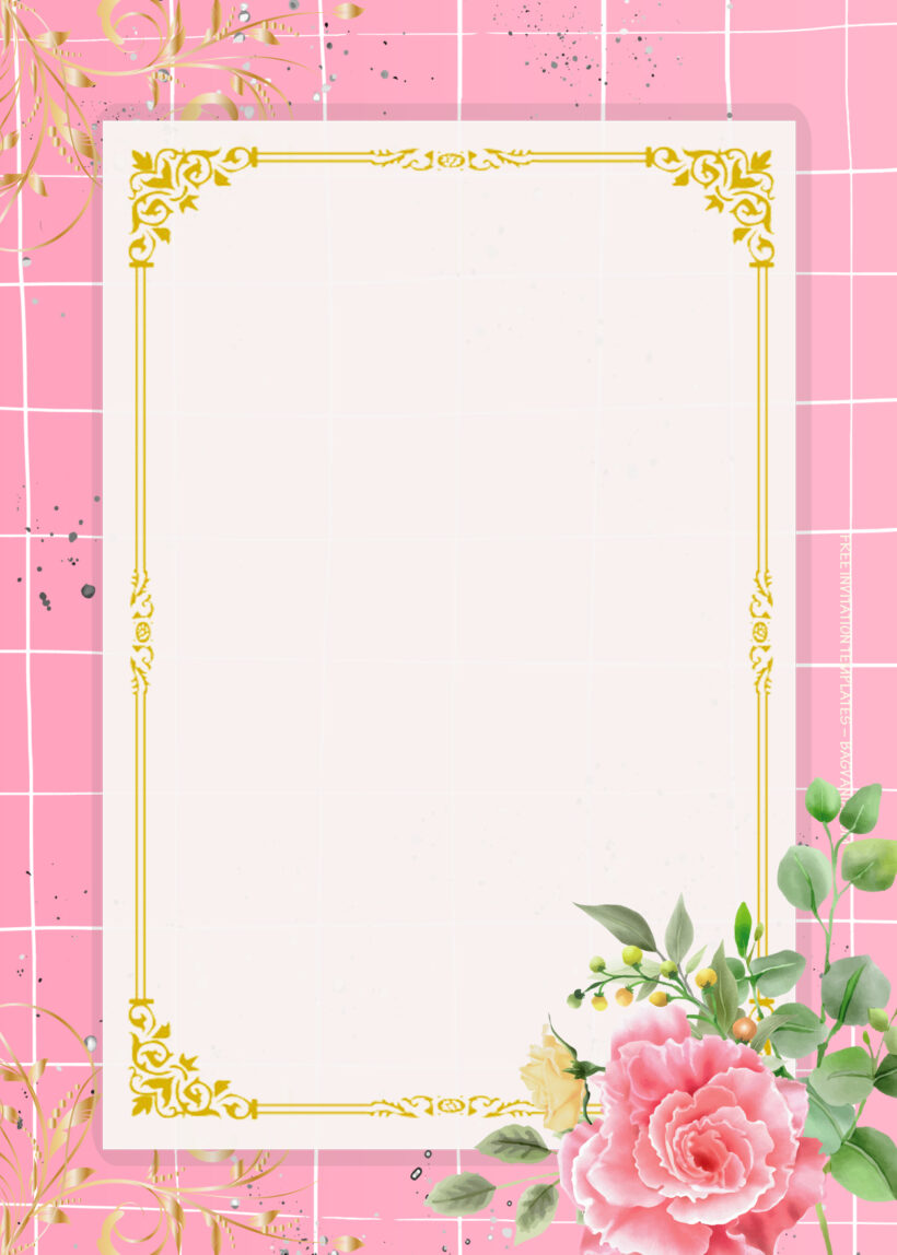 7+ Pink A Boo Gold Floral Wedding Invitation Templates Three