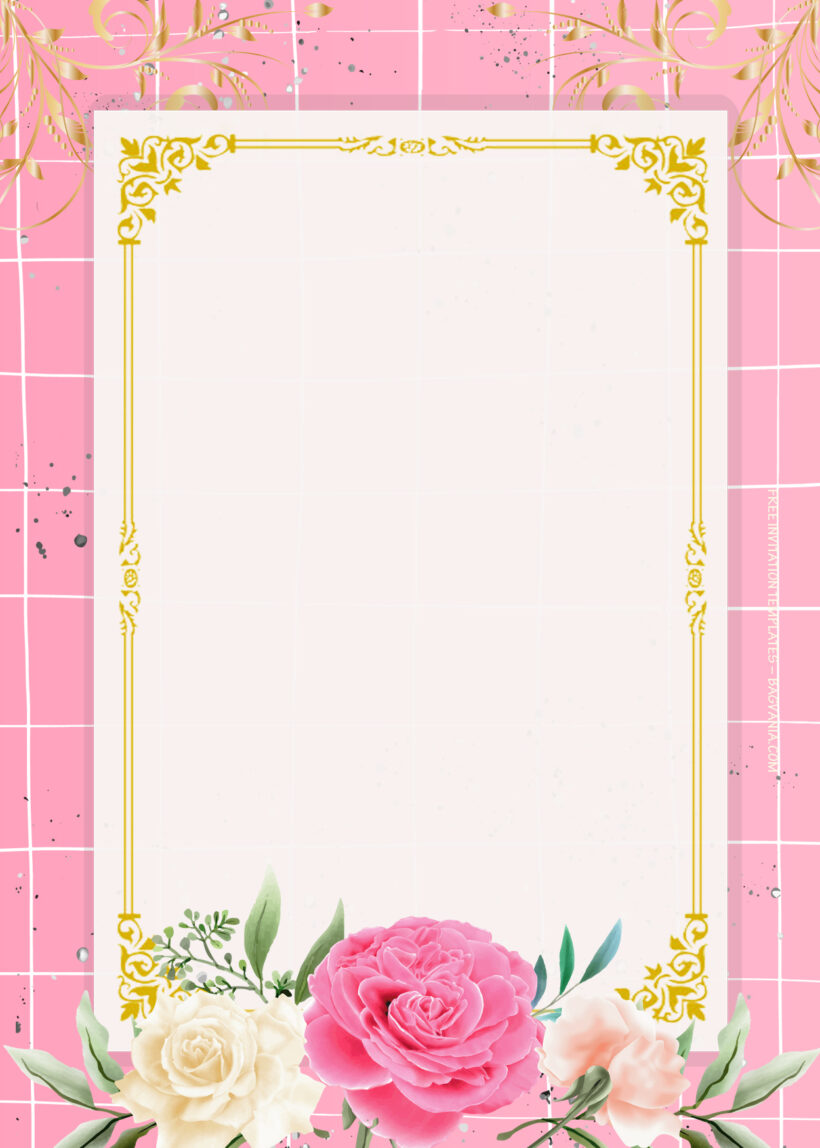 7+ Pink A Boo Gold Floral Wedding Invitation Templates Two
