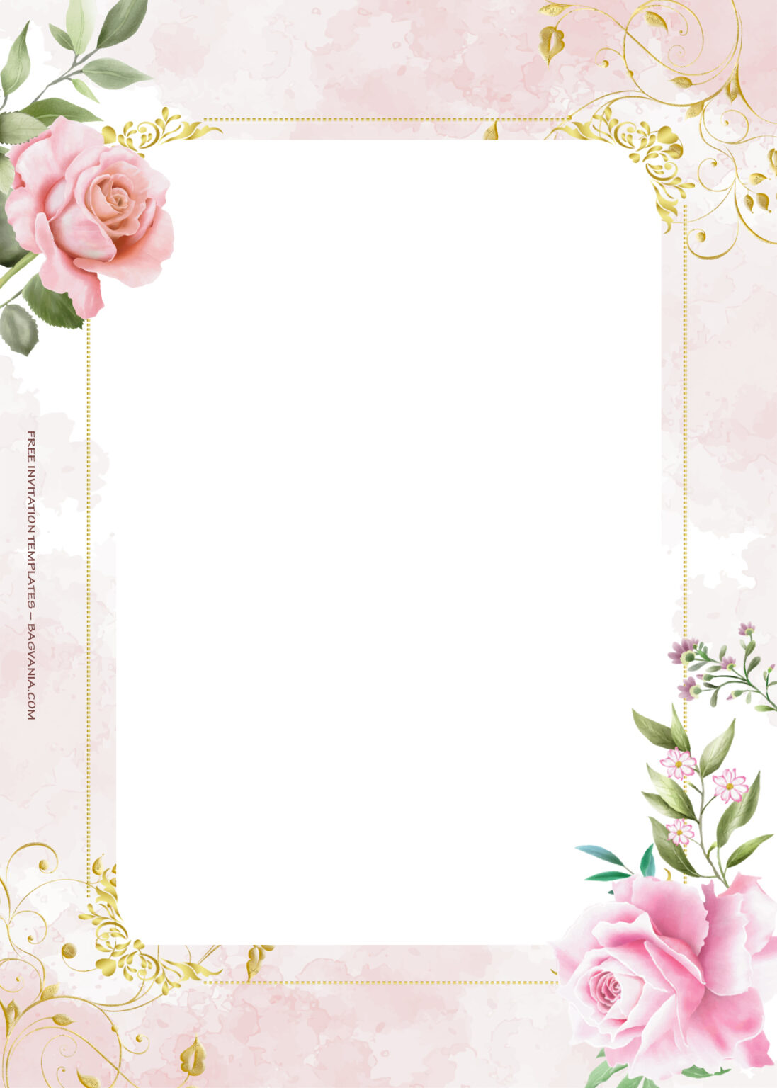 7+ Pinky Party Gold Floral Wedding Invitation Templates | FREE ...