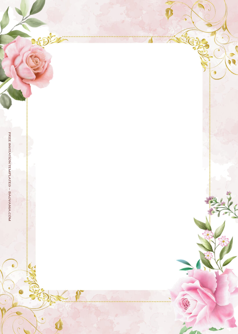 7+ Pinky Party Gold Floral Wedding Invitation Templates Six