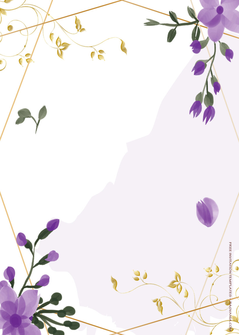 7+ Purple Garden Gold Floral Wedding Invitation Templates Four