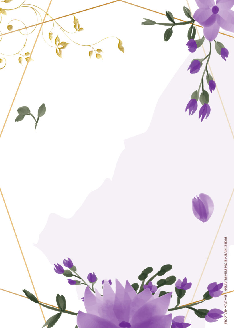 7+ Purple Garden Gold Floral Wedding Invitation Templates Seven