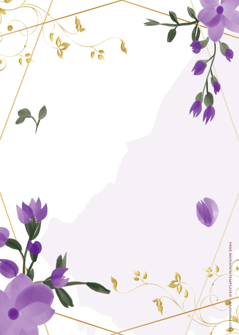 7+ Purple Garden Gold Floral Wedding Invitation Templates Two