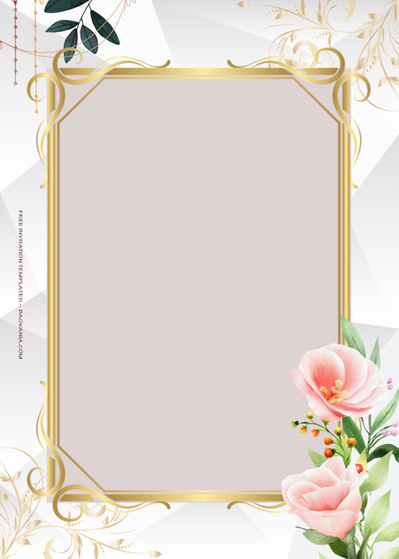 7+ Roses Are Red Gold Floral Wedding Invitation Templates Five