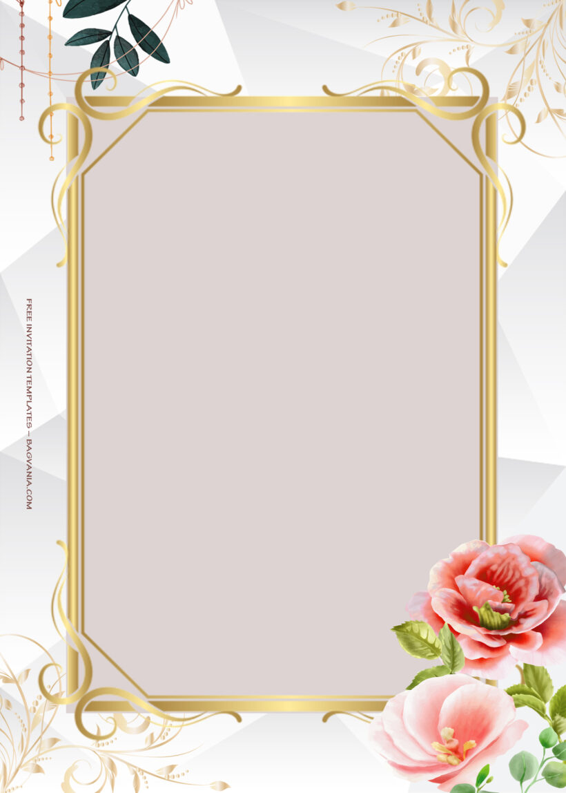 7+ Roses Are Red Gold Floral Wedding Invitation Templates Six