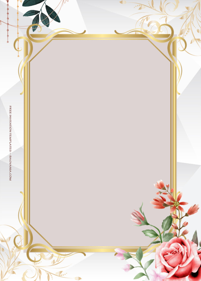 7+ Roses Are Red Gold Floral Wedding Invitation Templates Two