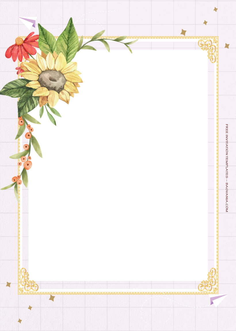7+ Shining Sunflower Gold Floral Wedding Invitation Templates Four