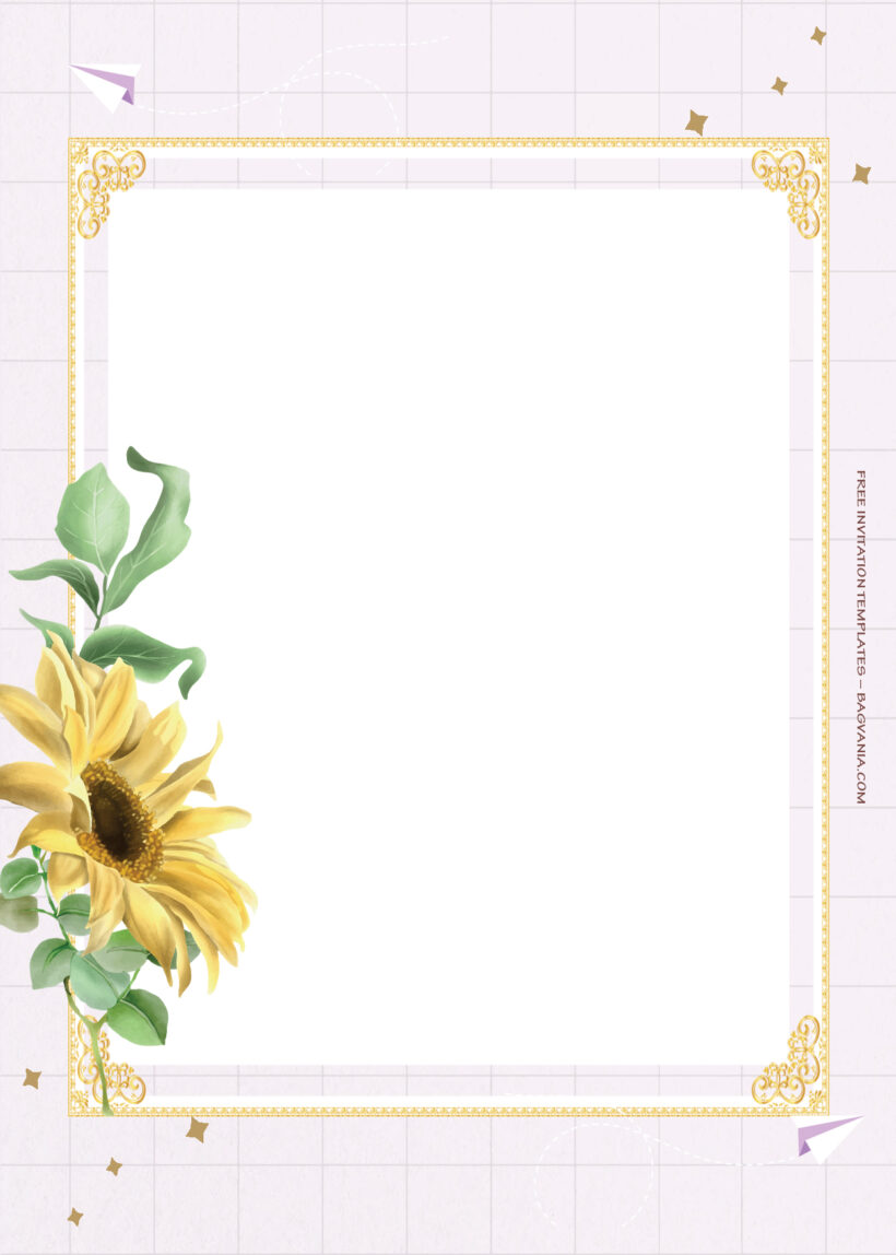 7+ Shining Sunflower Gold Floral Wedding Invitation Templates Six