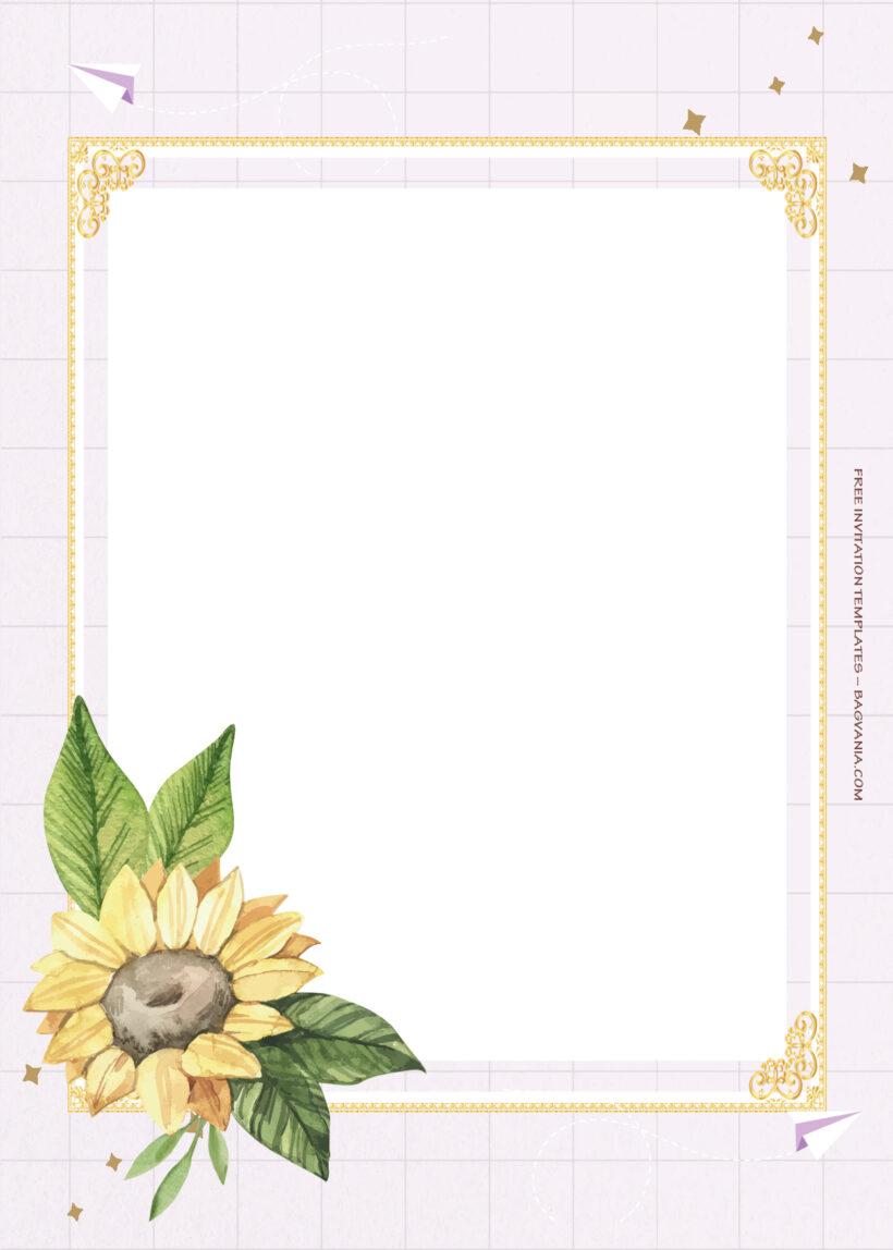 7+ Shining Sunflower Gold Floral Wedding Invitation Templates Three