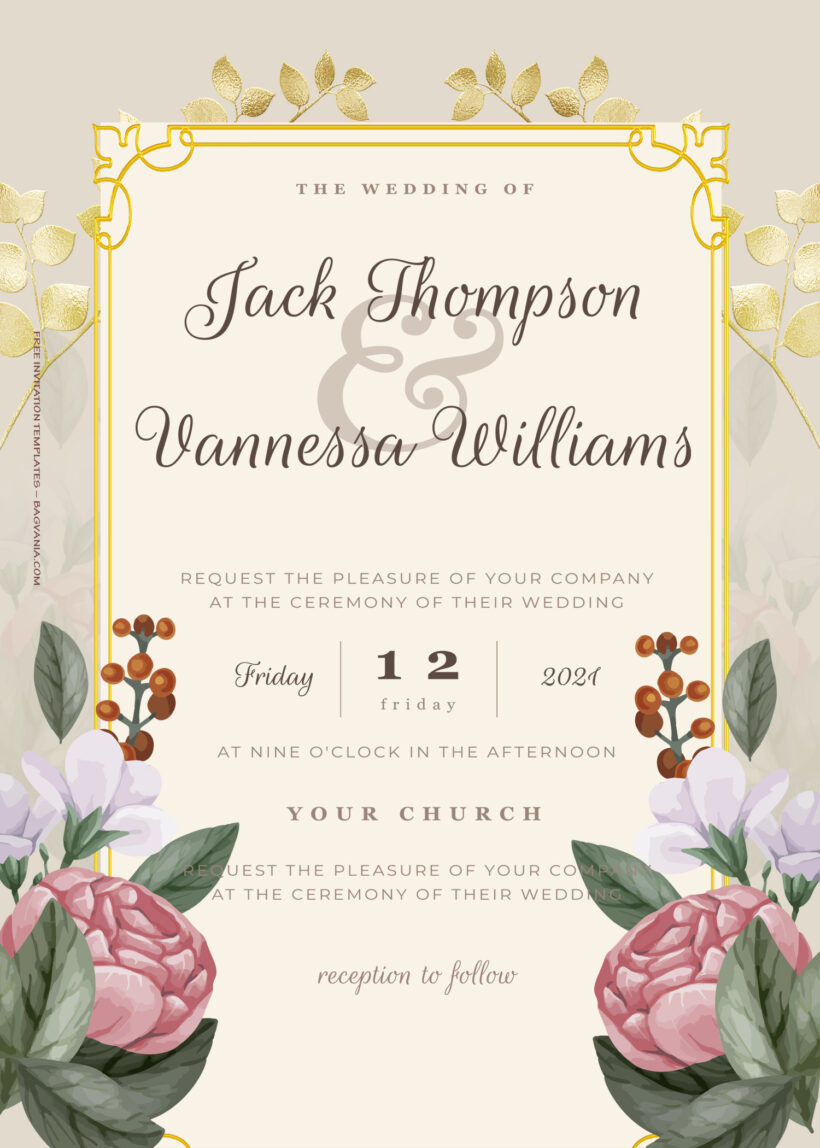 7+ Spring Gate Gold Floral Wedding Invitation Templates Title