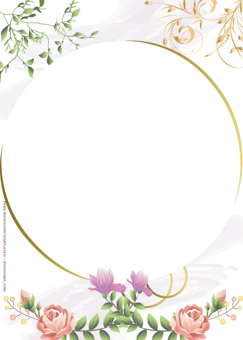 8+ Circle Of Floral Gold Wedding Invitation Templates Five