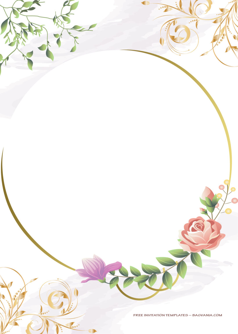 8+ Circle Of Floral Gold Wedding Invitation Templates One