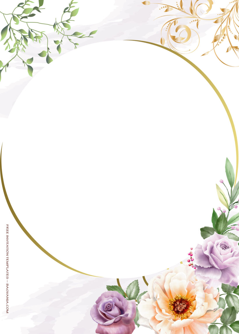 8+ Circle Of Floral Gold Wedding Invitation Templates Seven
