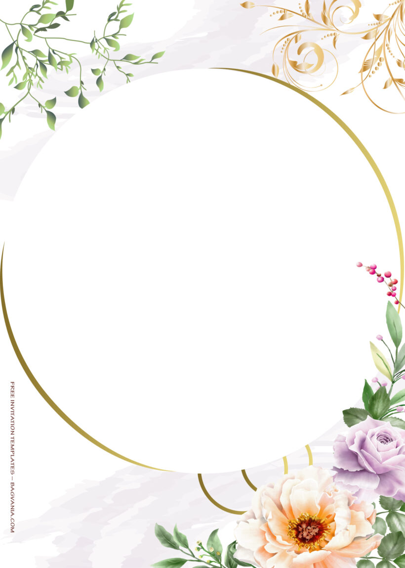 8+ Circle Of Floral Gold Wedding Invitation Templates Six