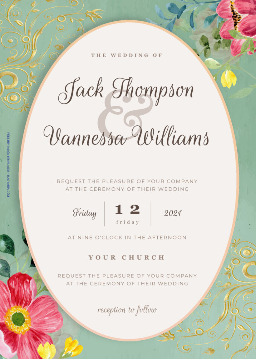 8+ Colorful Natural Gold Floral Wedding Invitation Templates Title