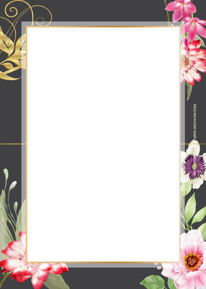 8+ Colorful Summer Gold Floral Wedding Invitation Templates Five