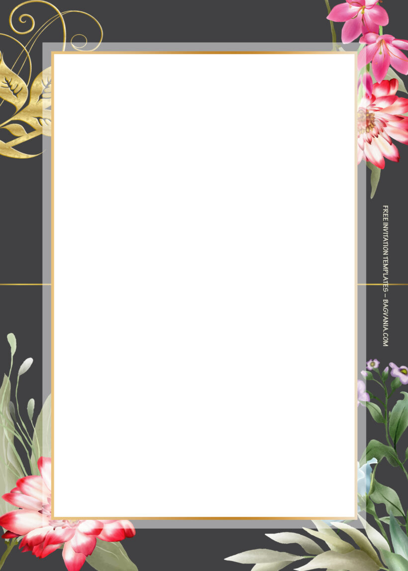 8+ Colorful Summer Gold Floral Wedding Invitation Templates Two