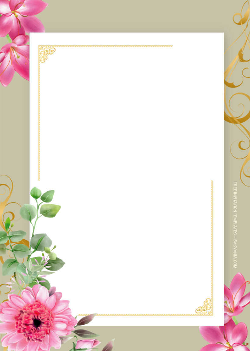 8+ Dreamy Summer Gold Floral Wedding Invitation Templates Two