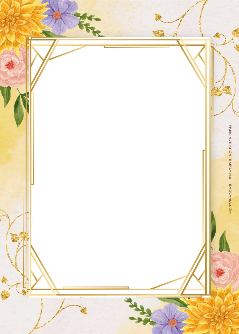 8+ Mix Of Spring Gold Floral Wedding Invitation Templates one