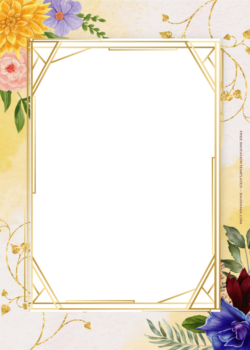 8+ Mix Of Spring Gold Floral Wedding Invitation Templates seven