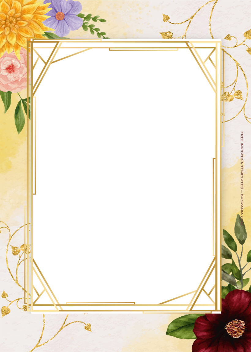 8+ Mix Of Spring Gold Floral Wedding Invitation Templates Six