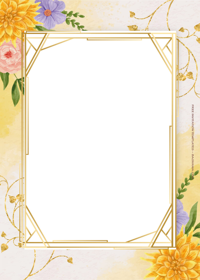 8+ Mix Of Spring Gold Floral Wedding Invitation Templates Two