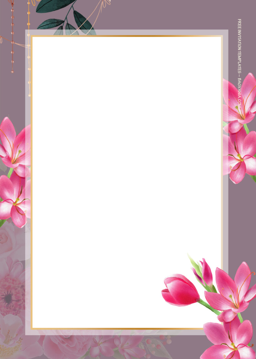 8+ Pink Over Purple Gold Floral Wedding Invitation Templates Five