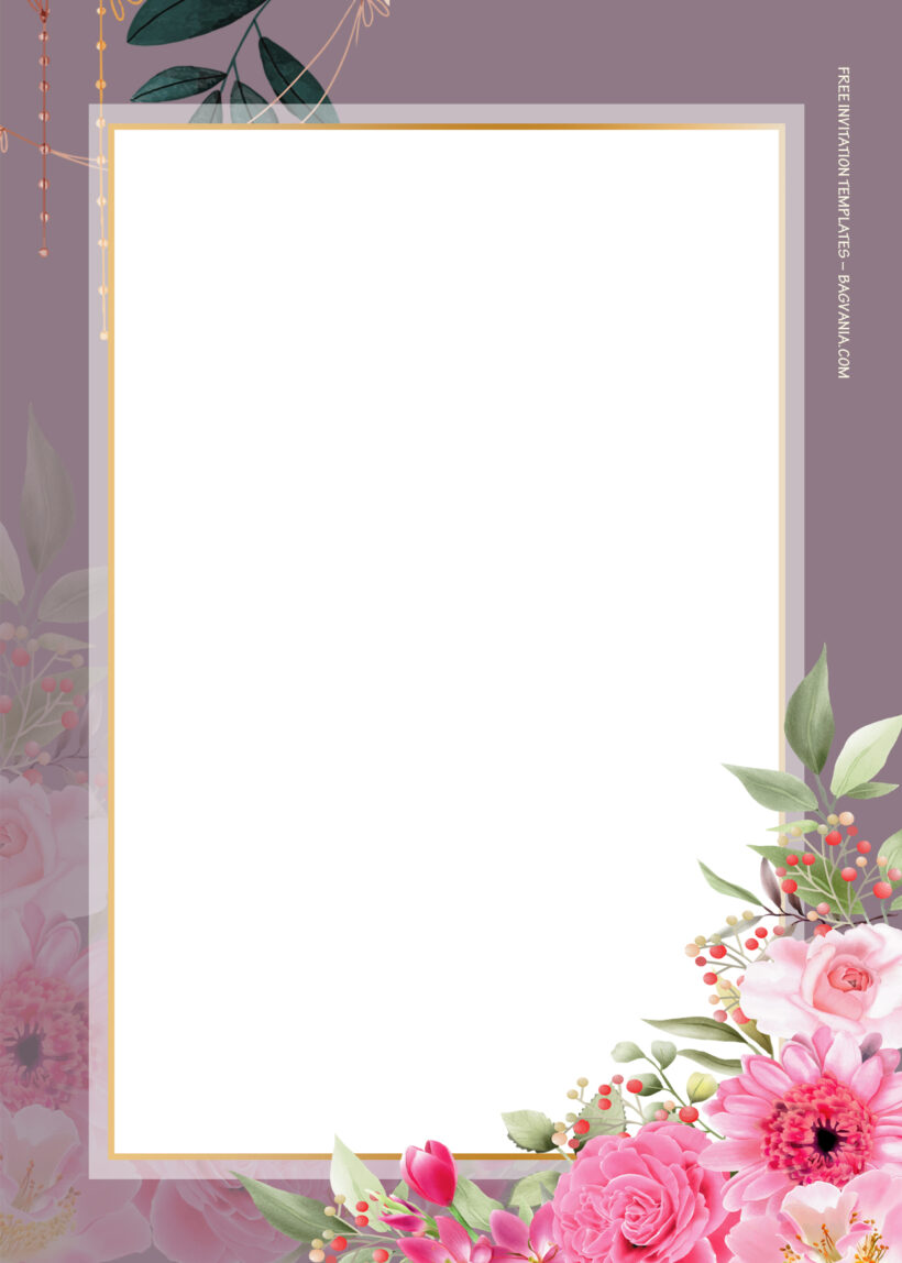 8+ Pink Over Purple Gold Floral Wedding Invitation Templates Four