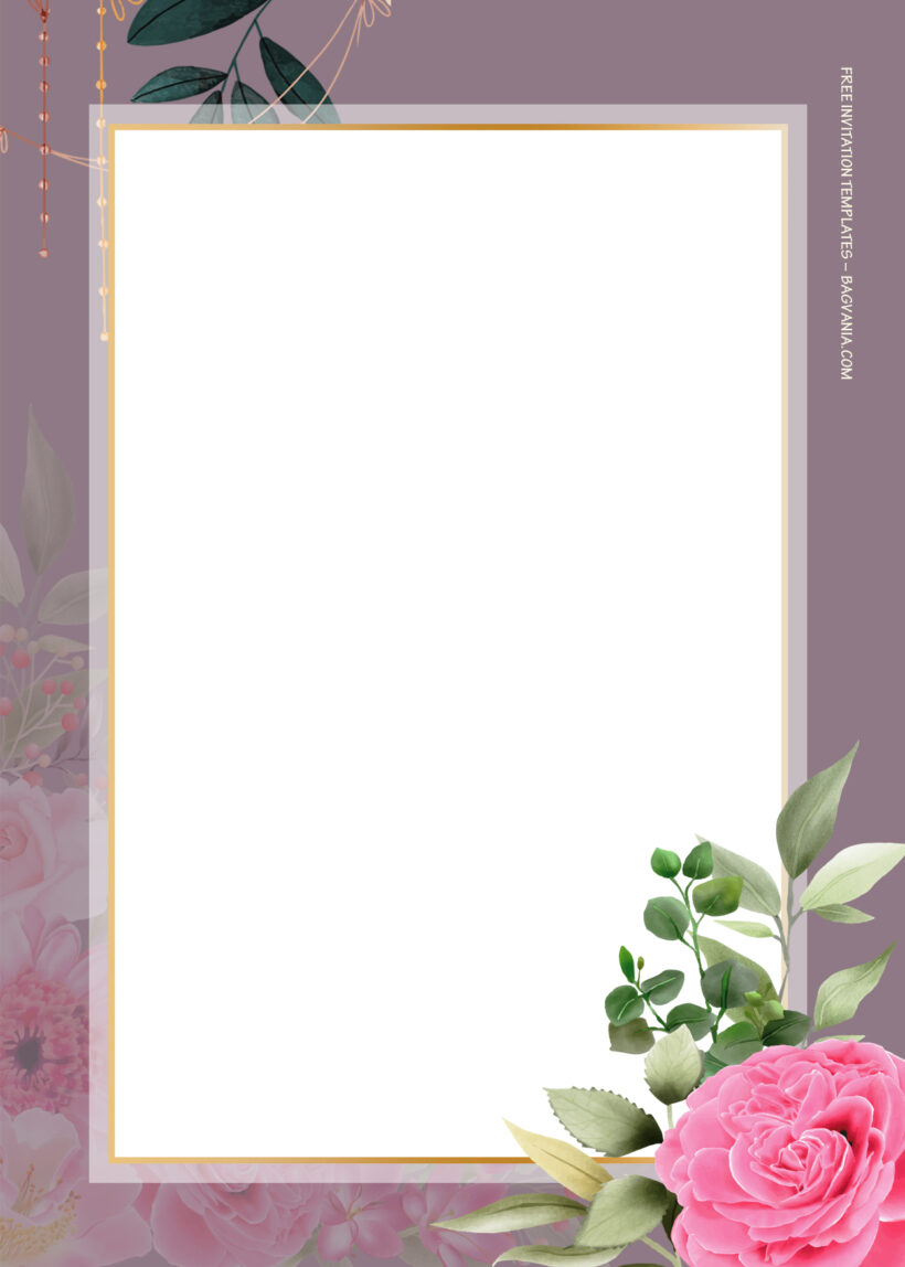 8+ Pink Over Purple Gold Floral Wedding Invitation Templates Seven