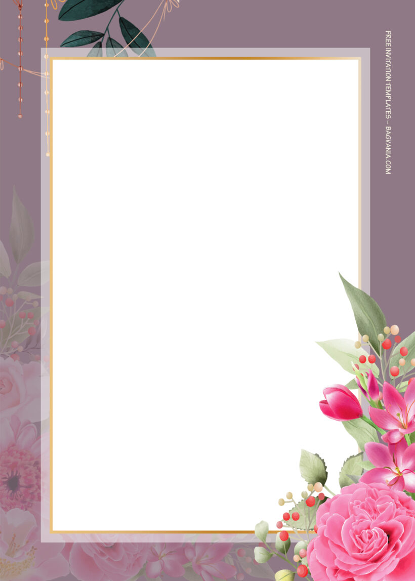 8+ Pink Over Purple Gold Floral Wedding Invitation Templates Two