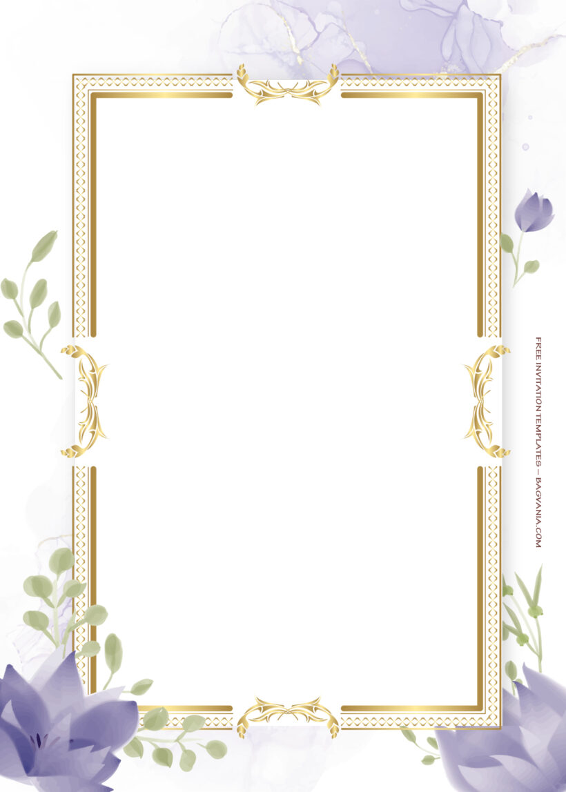 8+ Purple Summer Gold Floral Wedding Invitation Templates Two